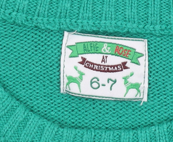 Boys UK Size 6-7 Years Alfie & Rose Green Pullover Jumper