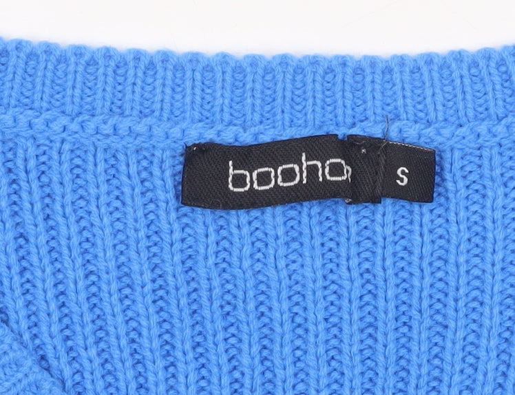 Boohoo Women's Blue Sleeveless V-Neck Rib Knit Vest Jumper Size S