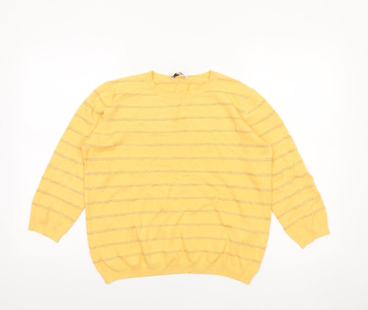 Womens UK Size 16 Warehouse Yellow Pullover Jumper