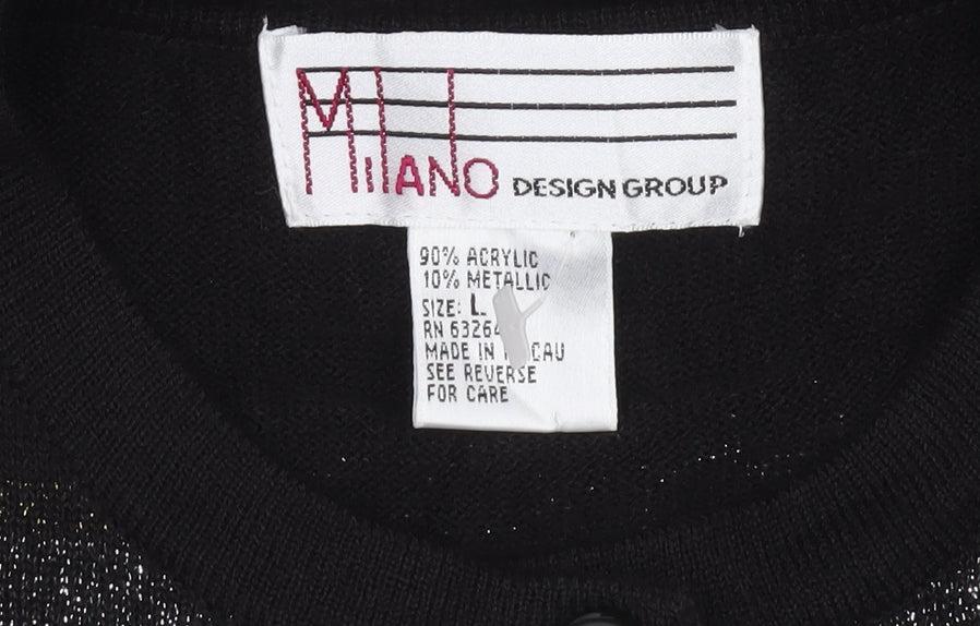 Womens UK Size L Milano Design Group Black Cardigan Jumper