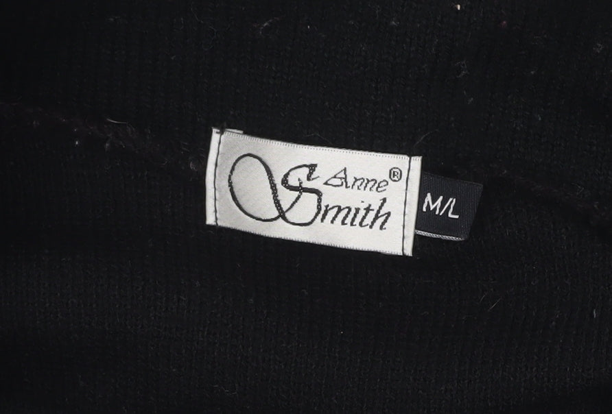 Womens UK Size M Anne Smith Black Cardigan Jumper