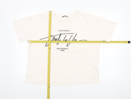 Peacocks Women’s Ivory T-Shirt Size 16 Basic Crew Neck Cotton