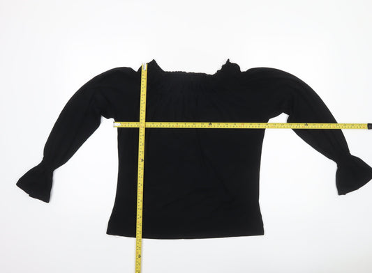 New Look Women’s Black Off Shoulder Long Sleeve Tunic Blouse Size 18