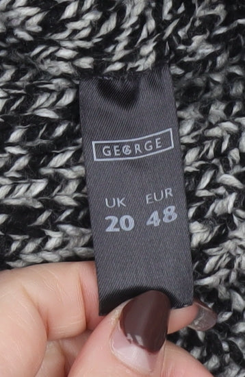 George Women Grey Black Knit Long Sleeve Open Cardigan Size 20