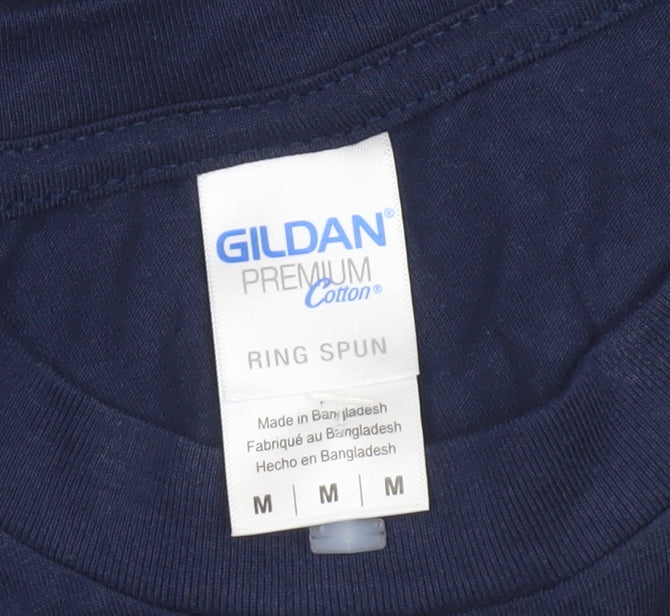 Mens UK Size M Gildan Blue T-Shirt