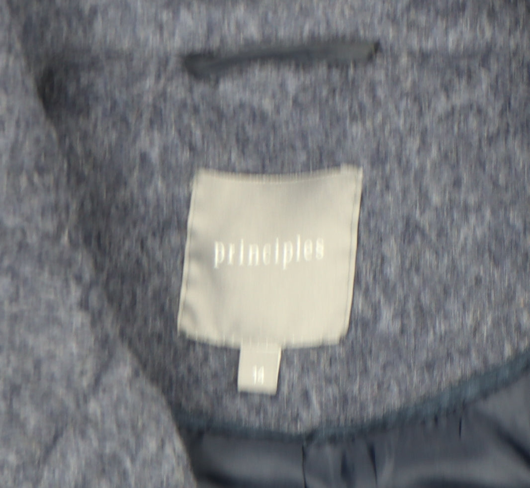 Principles Women's Grey Wool Blend Mid-Length Coat UK 14 Classic Style