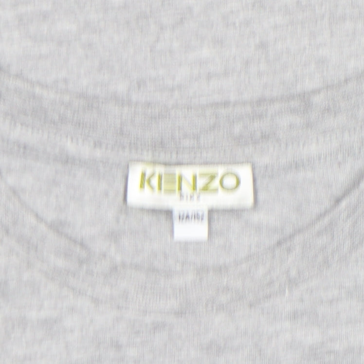 Kenzo Girls Grey Logo T-Shirt 12 Years Lightweight Cotton Top