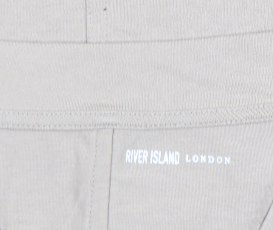 Womens UK Size 10 River Island Beige Basic T-Shirt