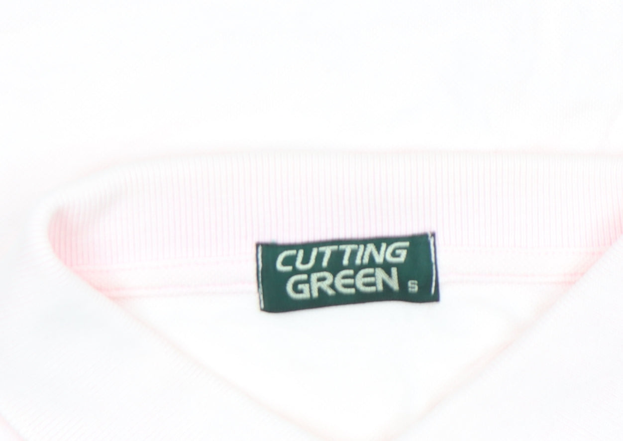 Womens UK Size S Cutting Green Pink Basic Polo