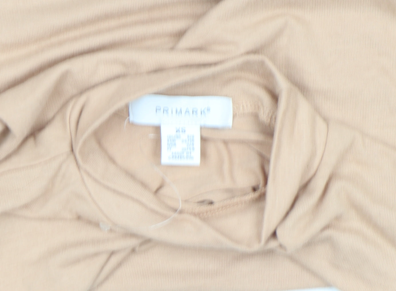 Primark Womens Beige XS Long Sleeve Roll Neck Basic Top