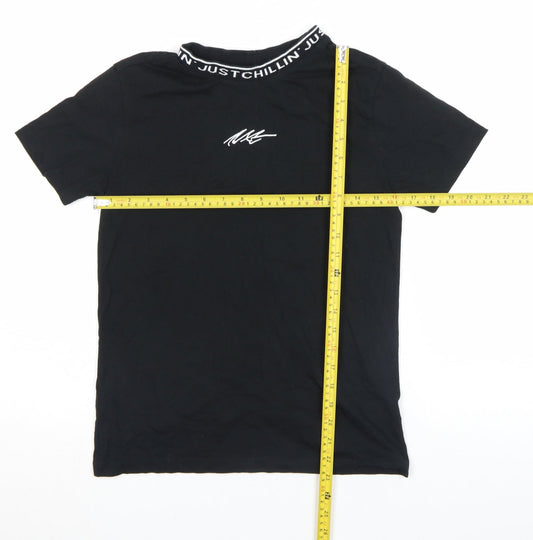 Next Boys Black Cotton Logo Crew Neck Short Sleeve T-Shirt 11 Years