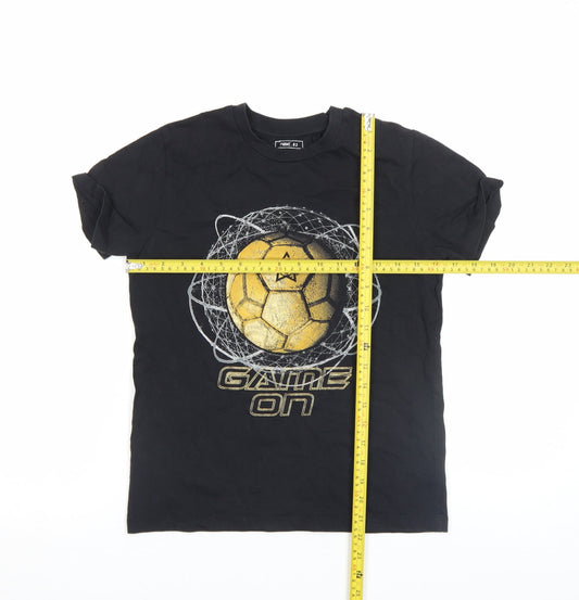 Next Boys Black Graphic Football Game On Short Sleeve T-Shirt 8 Years