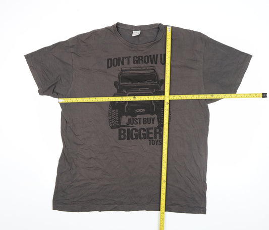 Uneek Men's Grey 2XL Graphic Car Print Cotton T-Shirt