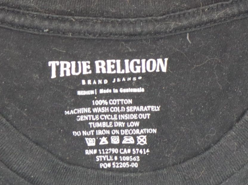 True Religion Men's Black Medium Graphic Cotton T-Shirt