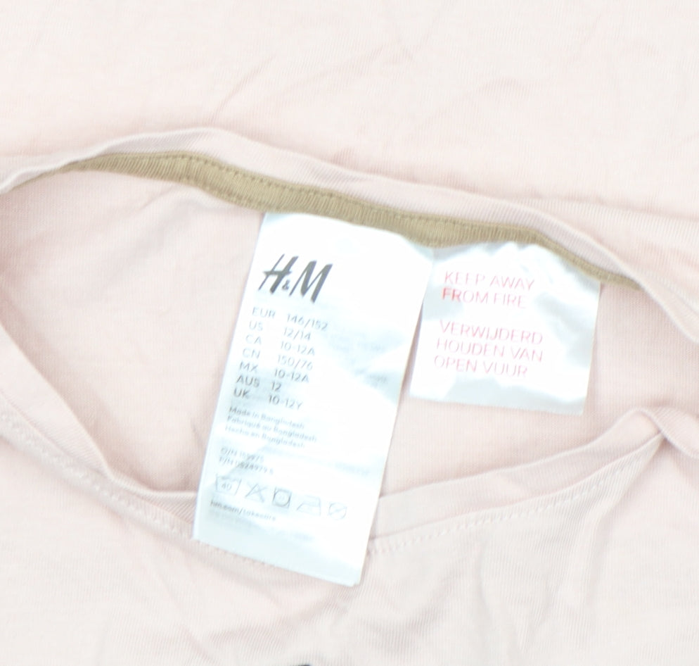 Girls UK Size 10-12 Years H&M Beige Basic T-Shirt