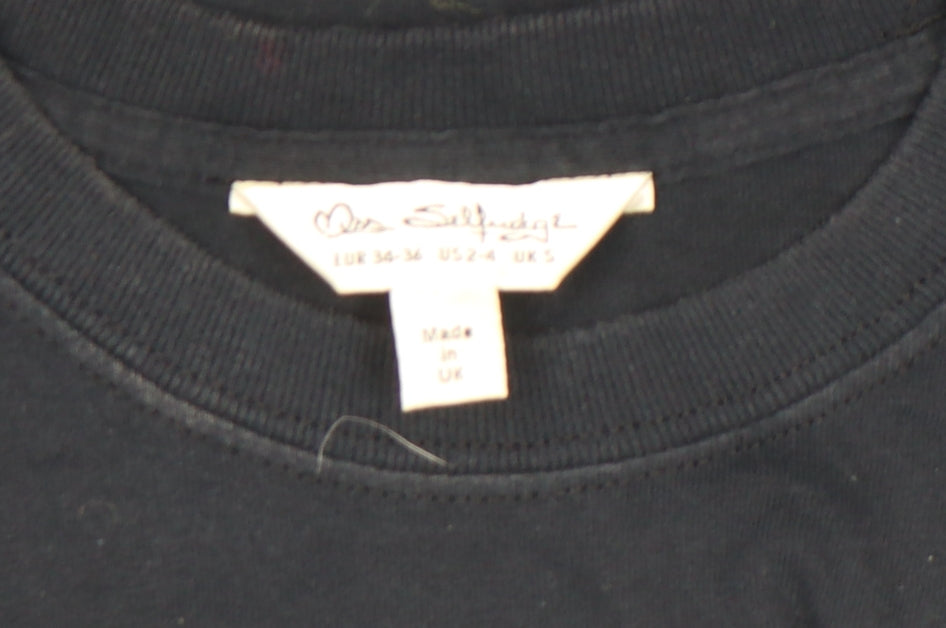 Miss Selfridge Women's Black Cropped T-Shirt Size 24 San Francisco Print