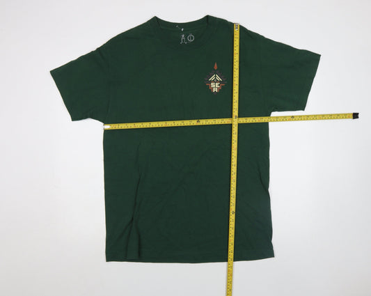Rainier Men's Green Aztec Graphic Cotton T-Shirt Size L