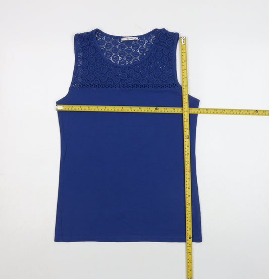 Tu Women Blue Lace Yoke Sleeveless Camisole Top Size 14