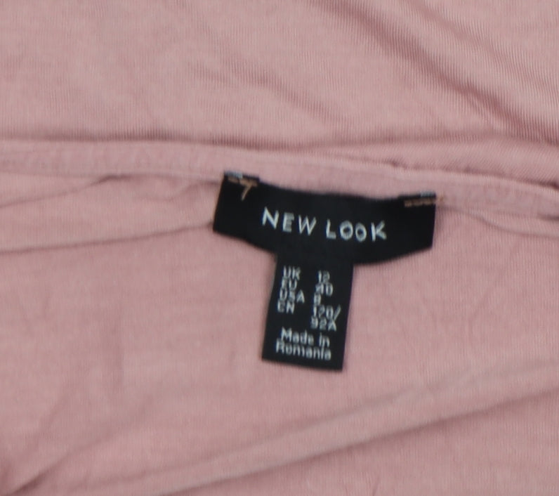 New Look Women's Pink Cropped Button-Up Top Size 12
