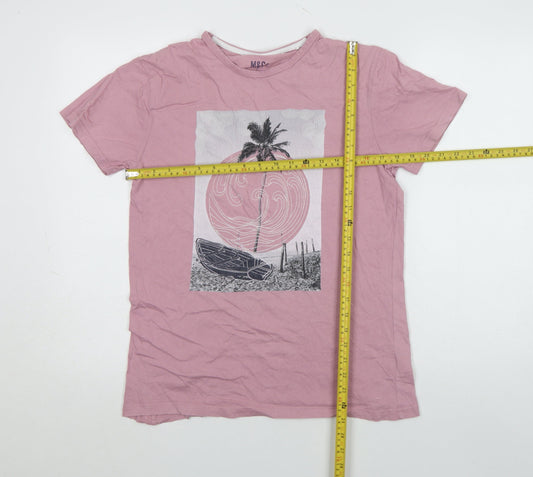Mens UK Size S M&Co Pink T-Shirt