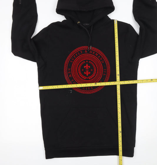 Mens UK Size L Supply & Demand Black Pullover Hoodie