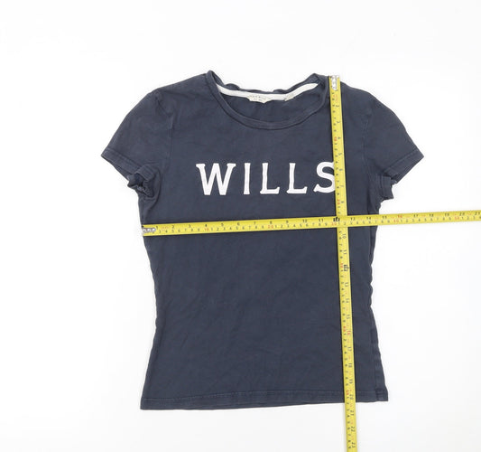 Jack Wills Women's Blue Cotton Slim Fit T-Shirt Size 6