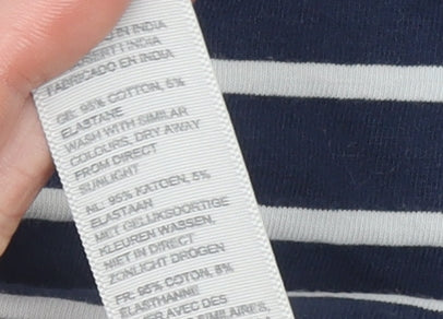 Fat Face Women Navy Blue Stripe Classic Breton Long Sleeve T-Shirt UK 10