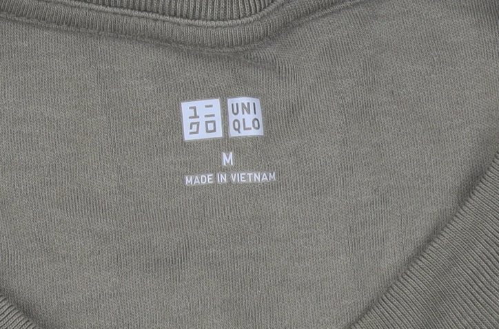 Uniqlo Men’s Green Long Sleeve Crew Neck Cotton T-Shirt Size M Regular Fit