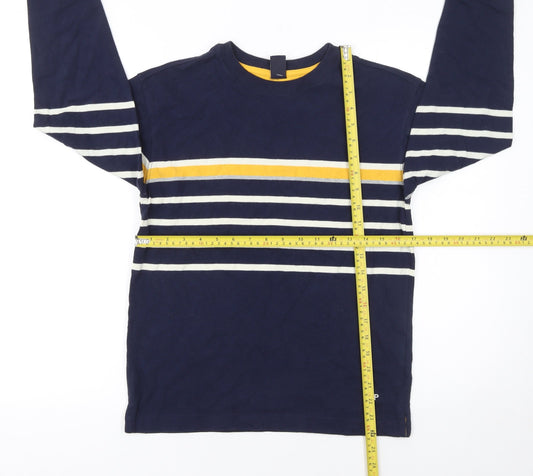 GAP Kids Boys Navy Blue Long Sleeve Striped Cotton T-Shirt L/10 Years