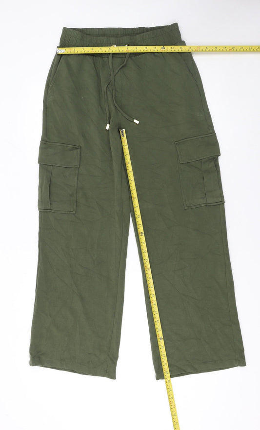 Tu Women’s Green Cargo Trousers Size 10 Elastic Waist Relaxed Fit