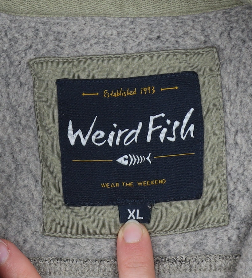 Weird Fish Men's Grey XL Fleece 1/4 Zip Pullover Sweatshirt