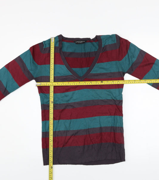 Dorothy Perkins Women’s Multicoloured Striped V-Neck Jumper Size 8