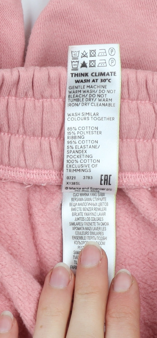 Marks and Spencer Women Pink Jogger Sweatpants Size 16 Regular Fleece