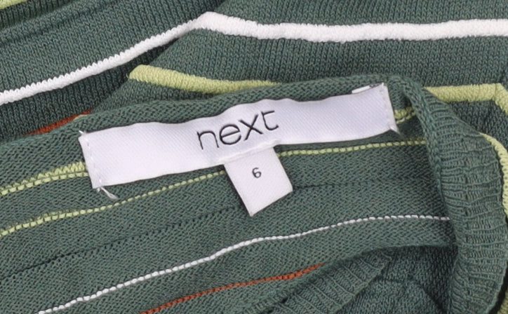 Next Women’s Green Striped Bodycon Midi Dress Size 6