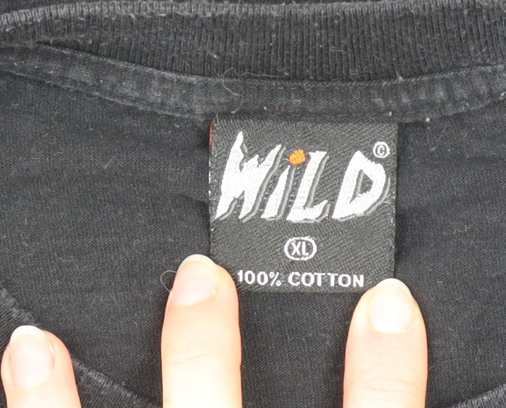 Wild Men's Black XL Animal Graphic Wolf Nature Vintage T-Shirt