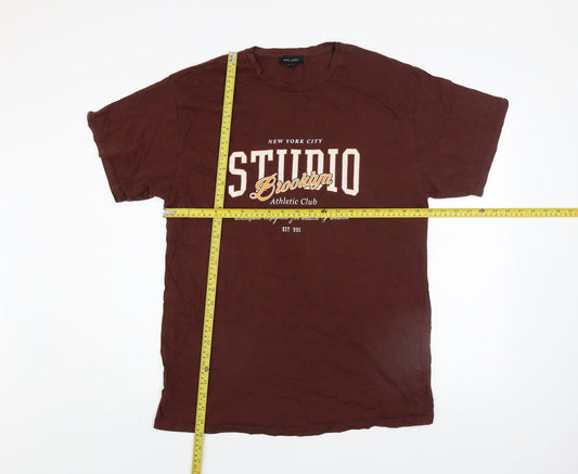 New Look Women's Brown Crew Neck Graphic T-Shirt Size 12