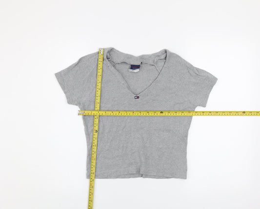 Womens UK Size S Tommy Jeans Grey Cropped T-Shirt