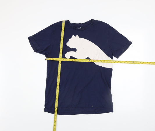 Puma Men's Blue Graphic Sports T-Shirt Size M Cotton Crew Neck