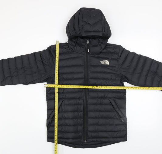The North Face Boys Black Down Puffer Jacket L Hooded Insulated Winter Coat