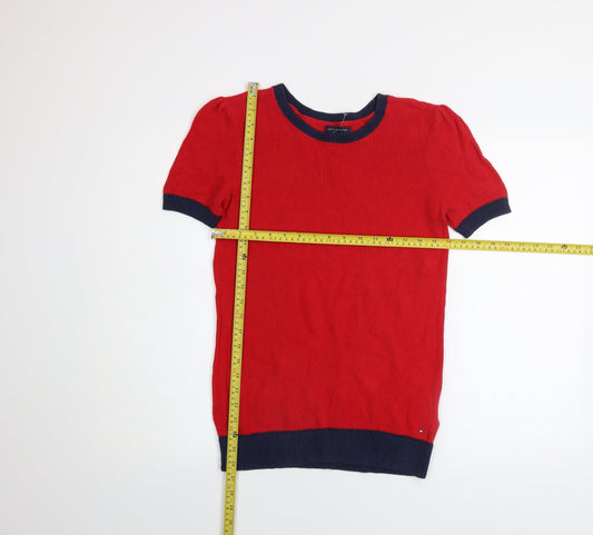 Tommy Hilfiger Men Red Knit Crew Neck Short Sleeve Jumper M
