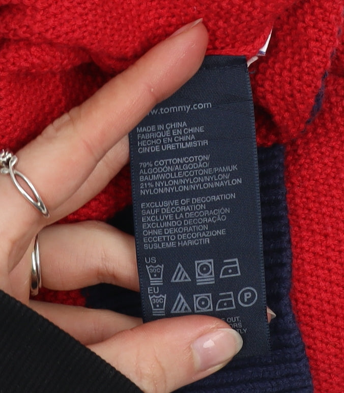 Tommy Hilfiger Men Red Knit Crew Neck Short Sleeve Jumper M