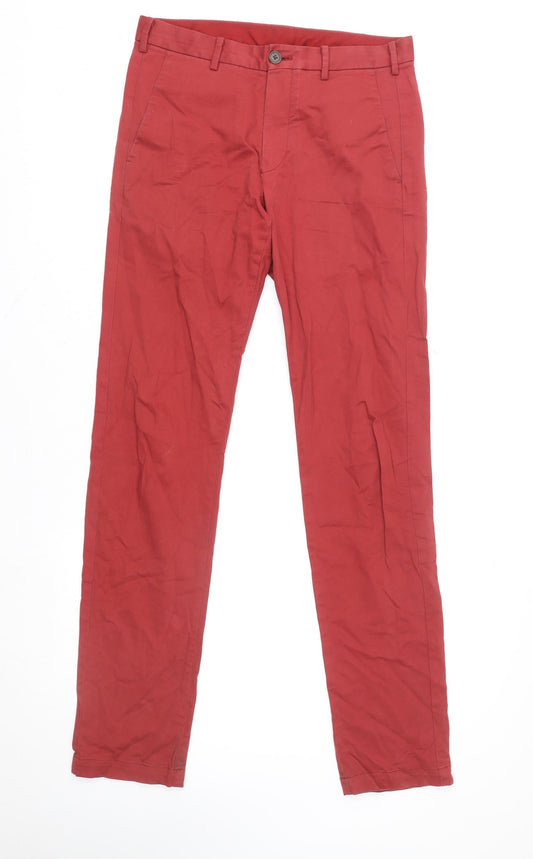 Womens UK Size 10 Uniqlo Regular Fit Straight Red Jeans