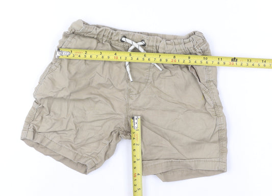 Next Boys Beige Cotton Twill Drawstring Shorts Size 4 Years