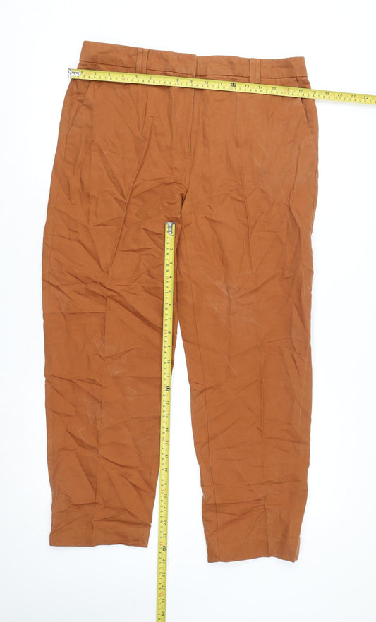 Marks and Spencer Men's Brown Linen Chino Trousers Size 12 Regular Fit