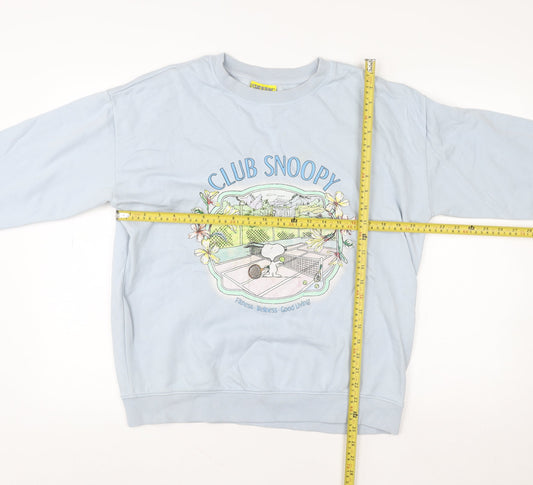 George Snoopy Women's Blue Crew Neck Pullover Sweatshirt Size 12-14