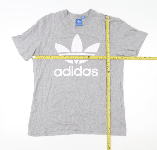 Adidas Men's Grey Trefoil Logo T-Shirt Size M Short Sleeve