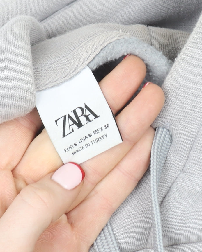 Womens UK Size S Zara Grey Pullover Hoodie