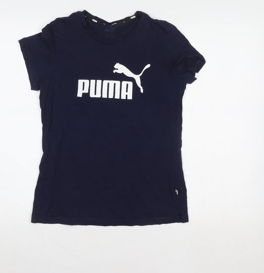 Womens UK Size S PUMA Blue Gym & Training Running & Jogging Yoga T-Shirt