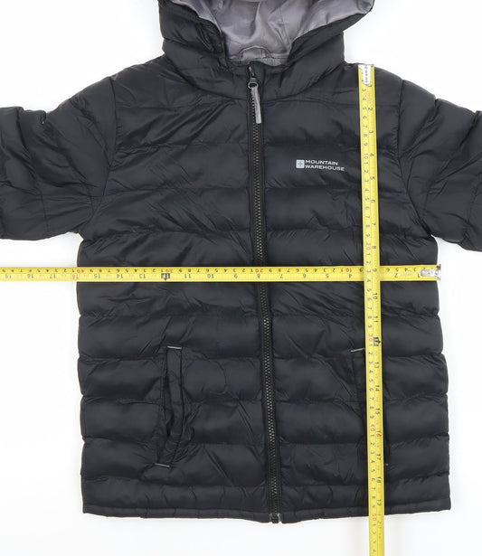 Mountain Warehouse Boys Black 9-10 Years Puffer Jacket Lightweight Hooded
