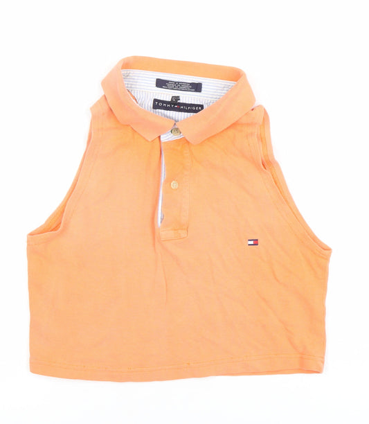 Womens UK Size L Tommy Hilfiger Orange Cropped Polo